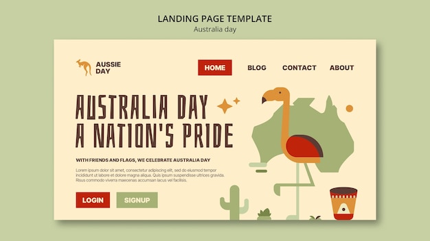 Gratis PSD flat design australia day landing page