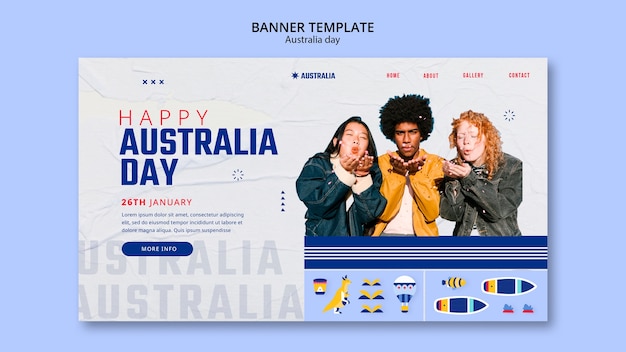 Gratis PSD flat design australia day landing page