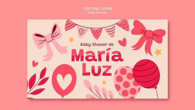 Gratis PSD flat design baby shower youtube cover.