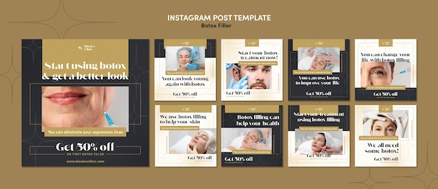 Gratis PSD flat design botox filler instagram-berichten