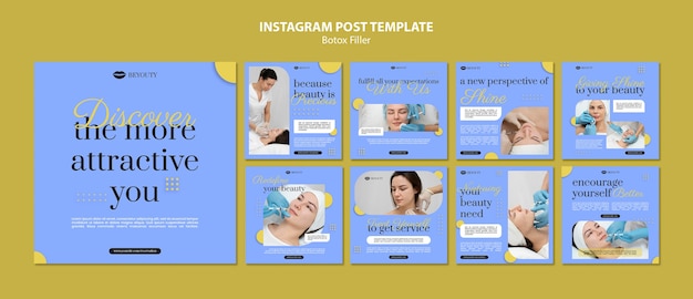 Gratis PSD flat design botox filler instagram-berichten