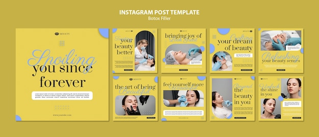 Flat design botox filler instagram-berichten