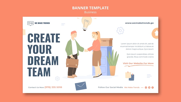 PSD Gratis flat design business banner design template