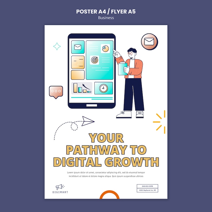 PSD Gratis flat design business strategy poster template