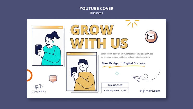 PSD Gratis flat design business strategy youtube cover