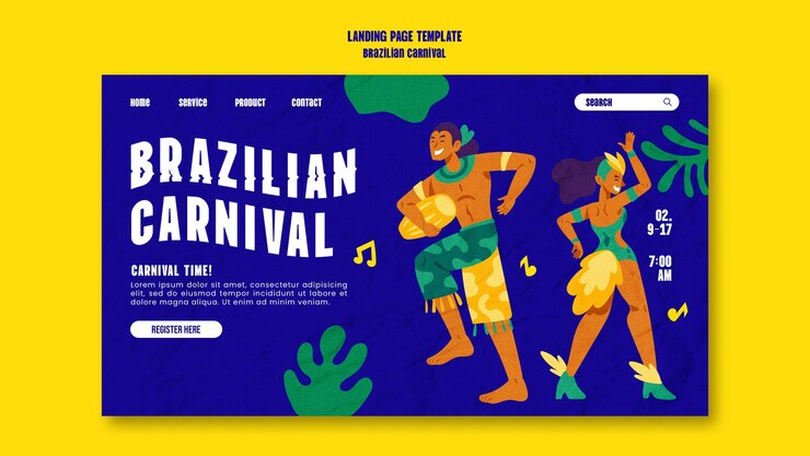 PSD Gratis flat design carnival celebration landing page