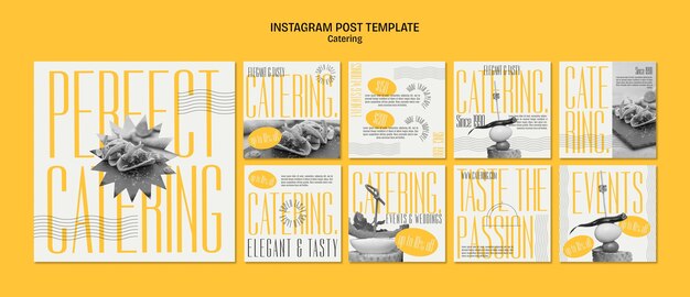 Gratis PSD flat design catering service instagram berichten