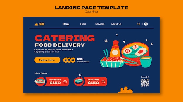 PSD gratuito flat design catering service