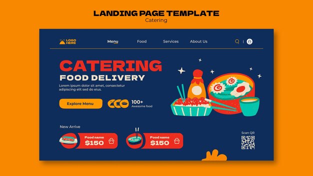 Flat design catering service