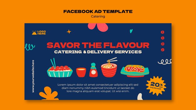 Flat design catering service