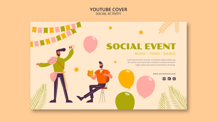 PSD Gratis flat design charity activity youtube cover
