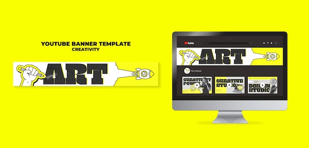 Gratis PSD flat design creativiteit concept youtube banner