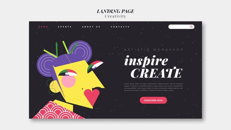 PSD Gratis flat design creativity concept landing page