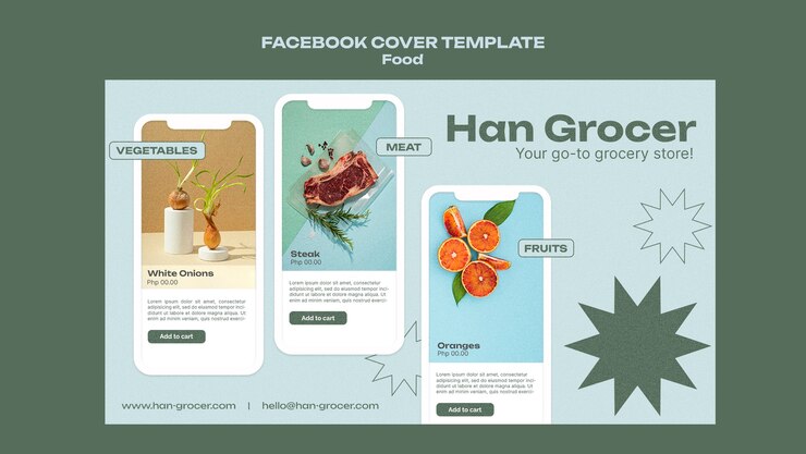PSD Gratis flat design delicious food facebook cover