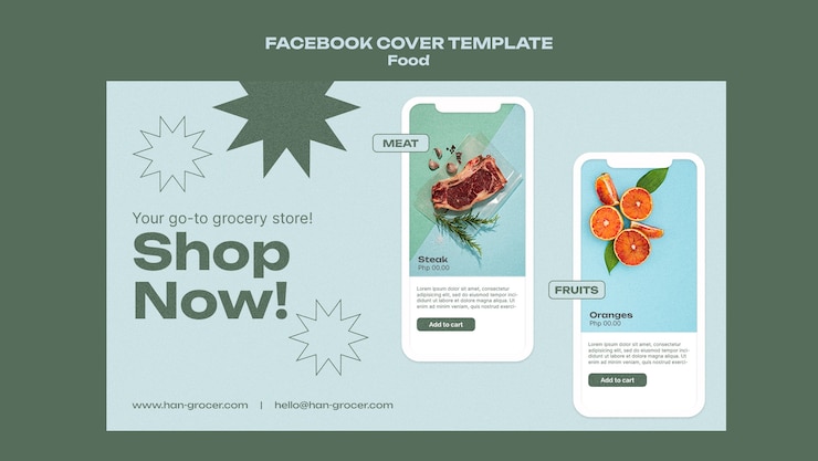 PSD Gratis flat design delicious food facebook cover