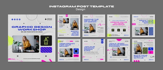 Flat design design studio instagram-berichten