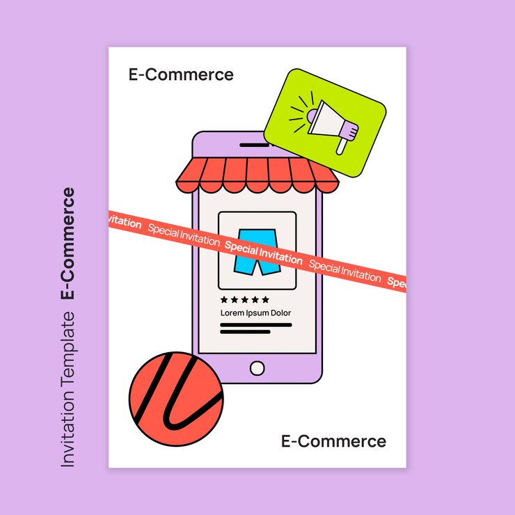 PSD Gratis flat design e-commerce invitation template