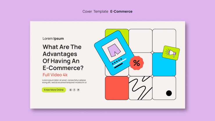 PSD Gratis flat design e-commerce youtube cover