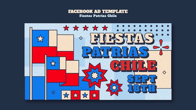 Flat design fiestas patrias chile facebook sjabloon