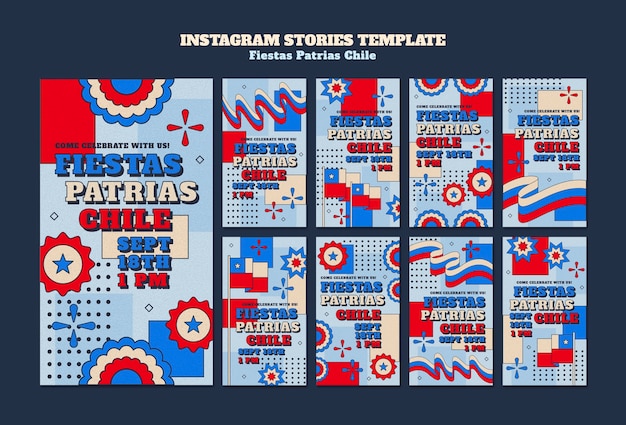 Gratis PSD flat design fiestas patrias chile instagram verhalen