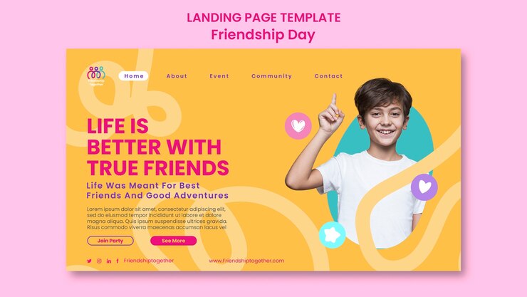PSD Gratis flat design friendship day landing page