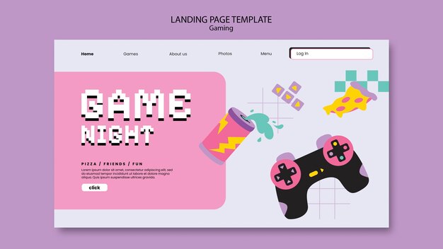 flat design gaming landing page template