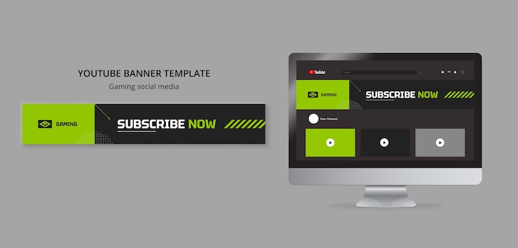 PSD gratuito flat design gaming social media youtube banner