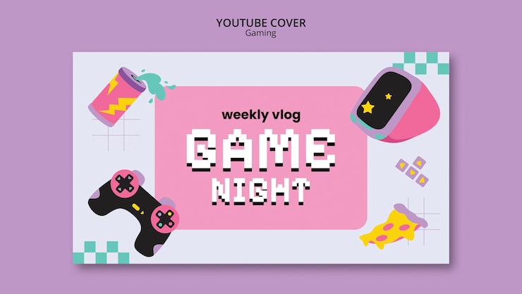 PSD Gratis flat design gaming youtube cover