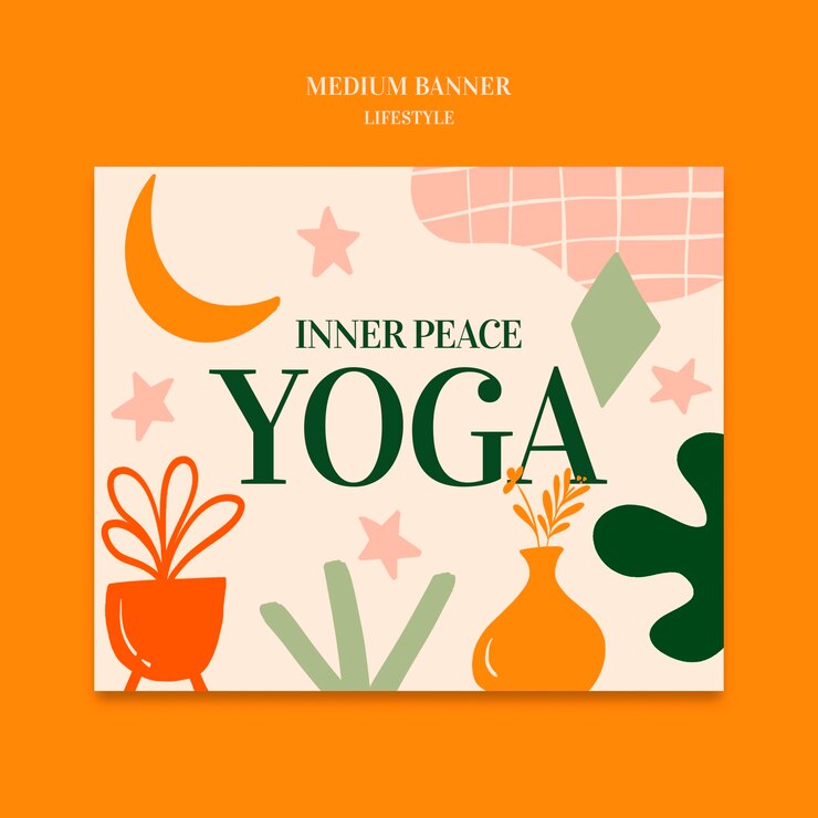 Gratis PSD flat design gezonde levensstijl yoga sjabloon