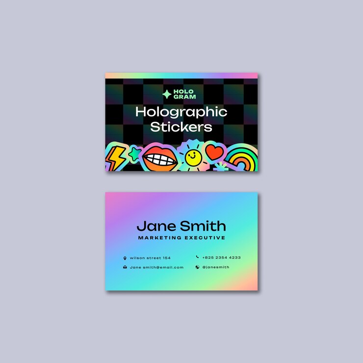 PSD Gratis flat design holographic stickers template
