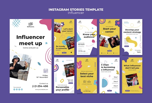 Gratis PSD flat design influencer job instagram-verhalen