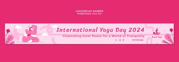 Gratis PSD flat design international yoga day template