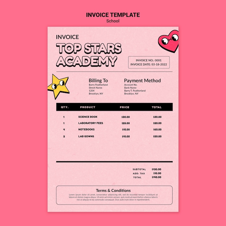 PSD Gratis flat design invoice school design template