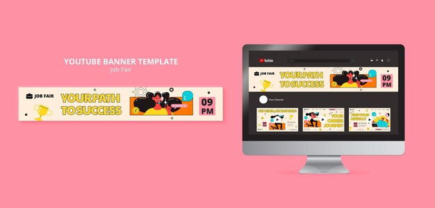 Flat design job fair banner di youtube