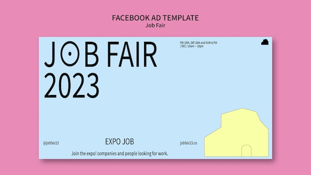 Gratis PSD flat design job fair facebook sjabloon