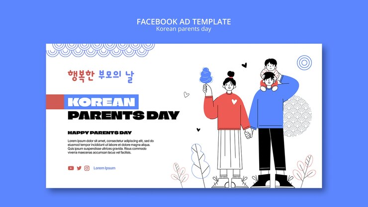 PSD Gratis flat design korean parents template