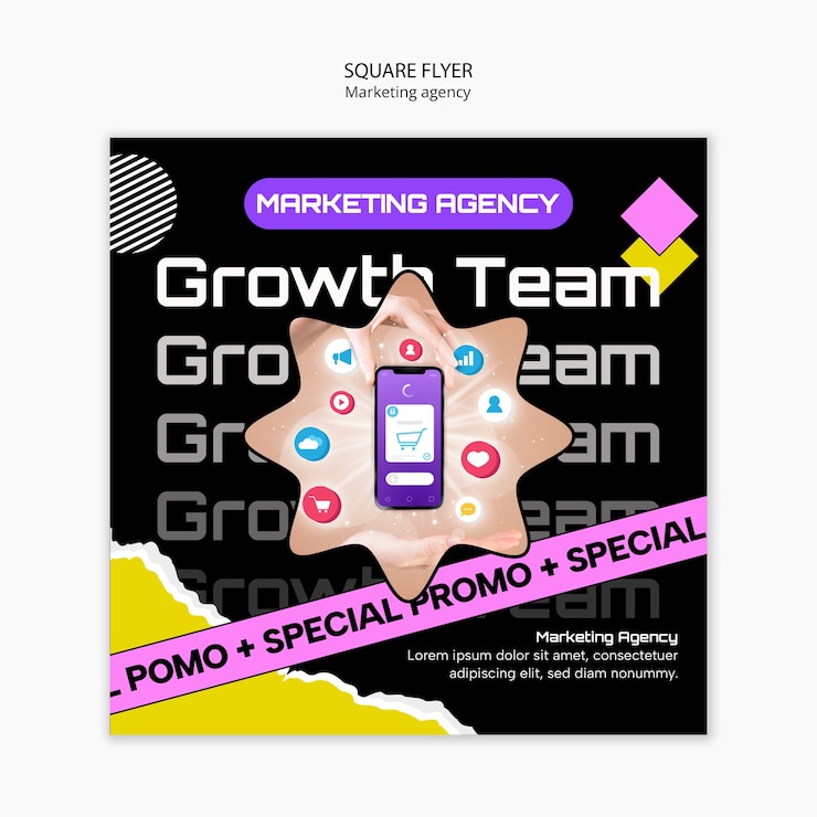 PSD Gratis flat design marketing agency square flyer