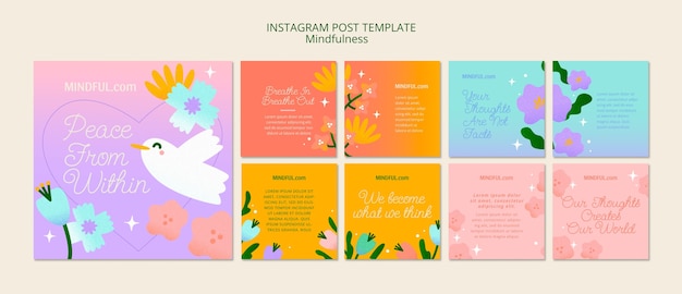 Flat design mindfulness post su Instagram