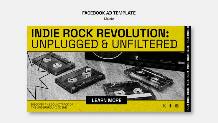 PSD Gratis flat design music event facebook template