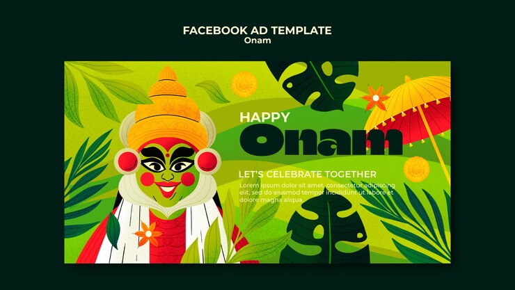 PSD Gratis flat design onam celebration facebook template