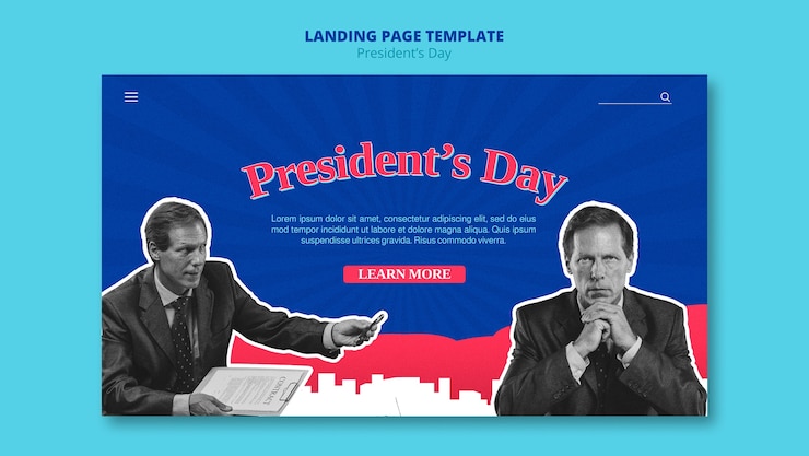 PSD Gratis flat design presidents day landing page template