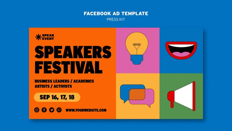 PSD Gratis flat design press kit facebook template