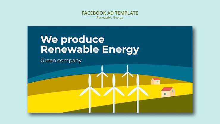 PSD Gratis flat design renewable energy facebook template