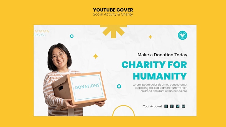 PSD Gratis flat design social activity youtube cover