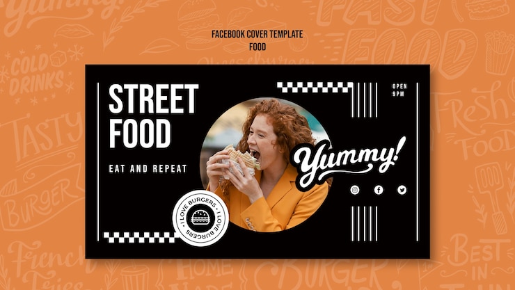 PSD Gratis flat design street food template