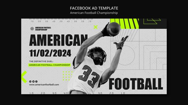 Flat design super bowl facebook sjabloon