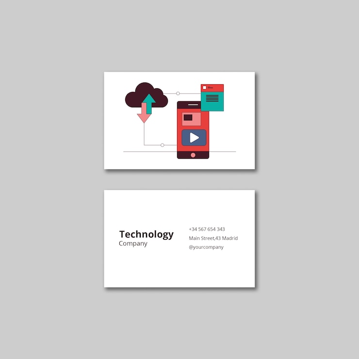 PSD Gratis flat design technology concept business card