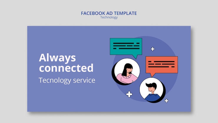 PSD Gratis flat design technology solutions facebook template