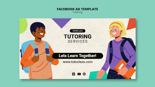 Gratis PSD flat design tutoring job facebook sjabloon