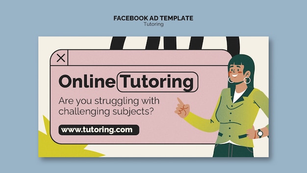 Flat design tutoring job facebook sjabloon